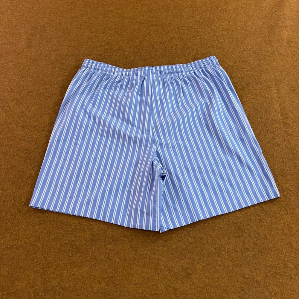 Stafford Mens Large Blue White Striped Cotton Blend Sleep Shorts New